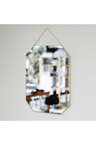 Ayna Duvar Askılı Sekizgen Geometrik 50x40cm Gold