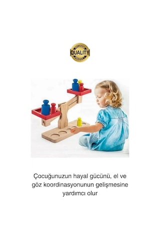 Premium Ahşap Eğitici Öğretici Motor Beceri Ve Zeka Geliştiren Çocuk Oyunu Oyuncak Seti Terazi