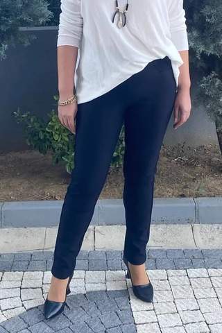 Kadın Lacivert Punto Boru Paça Pantolon Bir Beden Küçük Tercih Edin Lacivert