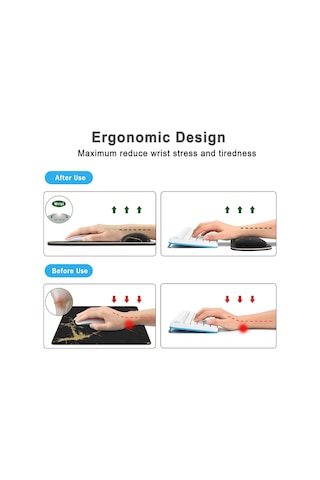 Tr Klavye Bilek Desteği Hafızalı Köpük Ergonomik Mouse Pad Bilgisayar Bilek Destek Seti İle Ev, Ofis İçin Kaymaz K