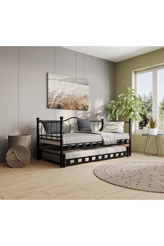 Argimo Kamelya Yavrulu Daybed Sedir Siyah Karyola 90x200