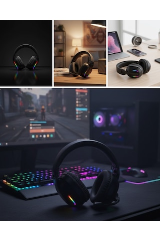 Gaming Headset Kablosuz Bluetooth 40mm Sürücülü Mikrofonlu Oyuncu Kulaklığı Standart