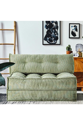 Homedius Mocca Fitilli Kadife Çift Kişilik Katlanır Yatak Olabilen Koltuk-çağla Yeşili Gri