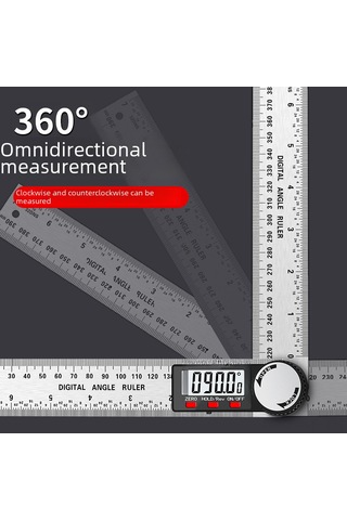 Shineyee Ahşap İşleri İçin Dijital Açı Ölçer - 0-200mm Hassas Ölçüm, Paslanmaz Çelik, Profesyonel Model