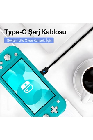Switch Lite Şarj Kablosu 3 Metre Led Göstergeli Ns Lite Oyun Konsolu Type-c Örgü Kablo