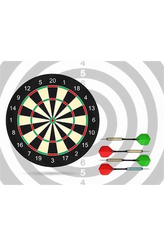Dart Seti 28Cm Çift Taraflı Dart Tahtası Dart Okları 4 Adet Ok