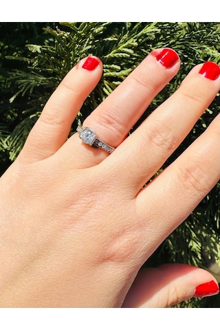 Gümüş Alyans Yüzük Zirkon Taşlı Sodyum Kaplama 925 Ayar 2,14 Gram