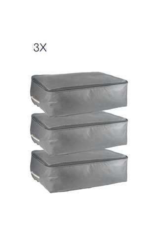 3'lü Set 53x44x20 Cm Home Organizer Çekyat & Baza Altı Düzenleyici Hurç Antrasit