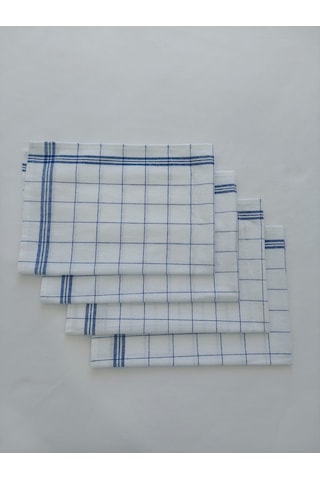Pamuklu Beyaz Mavi Çizgili 4'lü Kurulama Bezi,peçete
