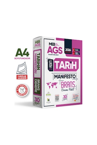 2026 MEB AGS TÜRKÇE-MATEMATİK-TARİH-COĞRAFYA-MEVZUAT 3 Adım 5li Manifesto 150 Adet Branş Deneme Seti