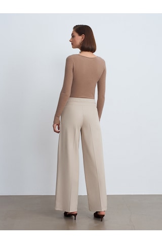 Dilvin 72244 Gold Düğmeli Geniş Paça Pantolon-taş Taş