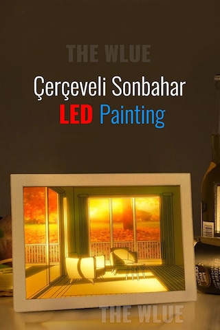 Çerçeveli Led Painting Masa Ve Gece Lambası Sonbahar Ambianslı Ka Diğer