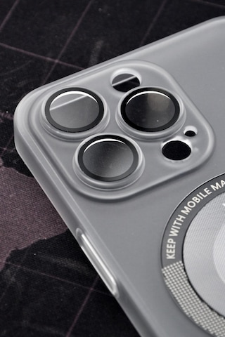 Apple Uyumlu iPhone 13 Pro Max Uyumlu Beyaz Renkli Yarı Şeffaf İnce Sert Kapak Kılıf Kamera Lens Korumalı Beyaz -