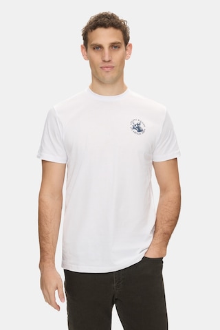 Telmo Beyaz Bisiklet Yaka Baskılı %100 Pamuk Standard Fit Erkek Tshirt Beyaz
