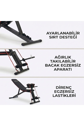 Kochler Çok Fonksiyonlu Egzersiz Sehpası Direnç Lastikli Katlanabilir Bench Sehpası