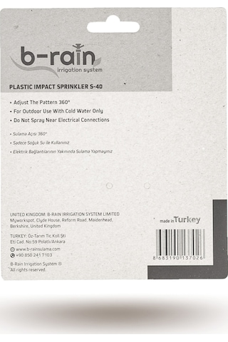 B-rain Bahçe Sulama Fıskiyesi S-40 uğurlu Serisi