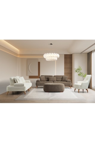 Riva Ahşap Ayaklı Beyaz Berjer Beyaz