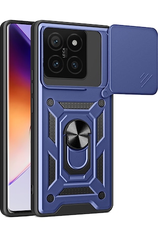 Xiaomi 14t Pro Kılıf Sürgülü Tank Zırh Yüzüklü Mıknatıslı Standlı Kapak S-vega