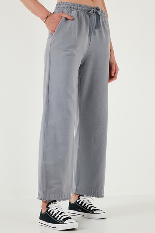 Lela Pamuklu Relaxed Fit Yüksek Bel Geniş Paça Bayan Pantolon 668Yp5275 Gri