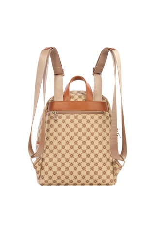 Cengiz Pakel Monogram Kullanışlı Kadın Sırt Çantası - 7368p - Vizon/taba Çok renkli