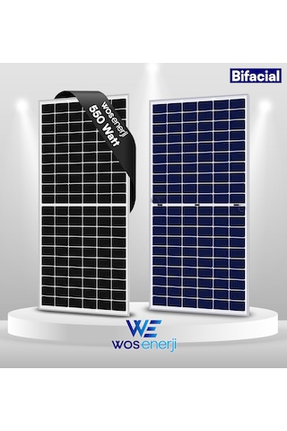 Wos Enerji Güneş Paneli Bifacial Half-Cut 550 W Perc 144 Hücreli Çift Yönlü Solar Panel