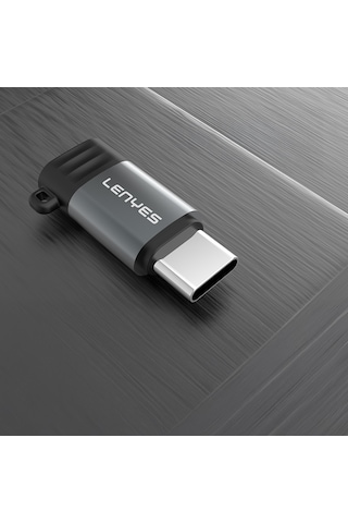 Lenyes Ax111 Lightning To Type-c Çevirici Otg Adaptör Siyah Siyah
