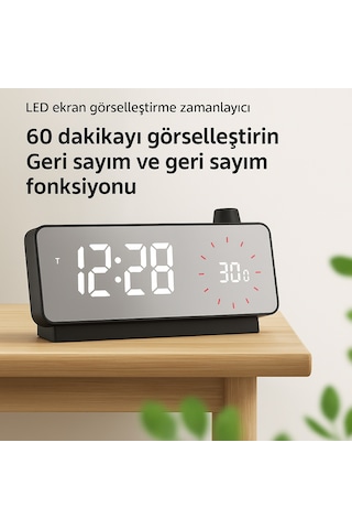 Plentiful Aynalı Led Ekranlı Saat , Çalar Saat