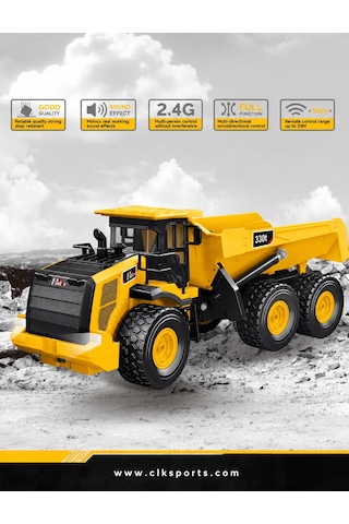 Ctoys Uzaktan Kumandalı Damperli Kamyon - Kutu Ölçüsü: 44.5 Cm , 2.4g , 1:16 Ölçekli , Şarjlı
