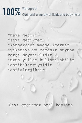 %100 Pamuklu Sıvı Geçirmez Lastikli Alez Beyaz