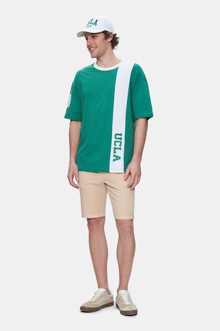 Ucla Keıth Yeşil Bisiklet Yaka Baskılı Oversize Erkek Tshirt Yeşil