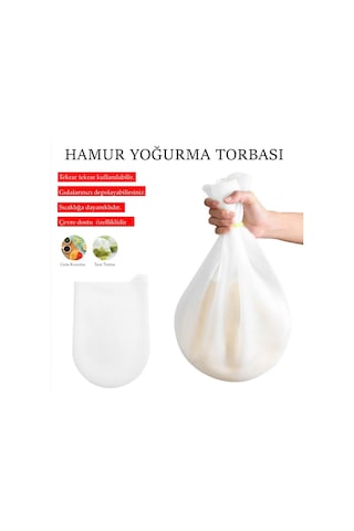 River World Orta Hamur Torbası Silikon Şeffaf Hamur Yoğurma Torbası Ekmek Makarna Mantı  Hamuru Kolay Yoğurma