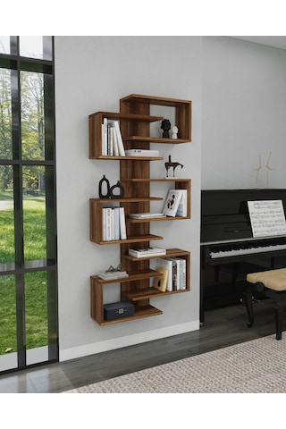 Arnetti Lotus Kitaplık Ve Duvar Rafı Ceviz