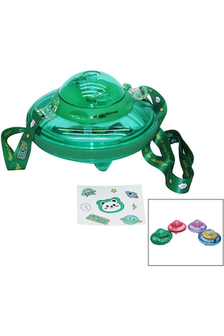 Ufo Modeli Renkli Mika Kristal Suluk Matara Pipetli - Taşıma Askılı 550ml Çok Renkli