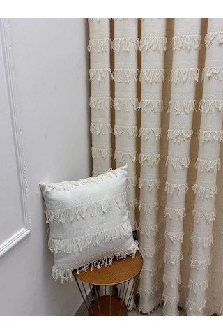 Nivemeshome Arven Ekru 45x45 Dolgulu Kırlent Kılıfı Ekru
