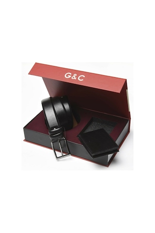 Gc Terlik 520 Erkek Cüzdan Kemer Set-siyah Siyah
