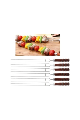 Sones Paslanmaz Çelik Barbekü Şişleri Barbekü Çatal U-şekilli Barbekü Çatalı, Özellikler: Renk Kutusunda 6 Adet Çok Renkli