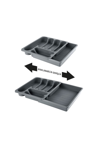 Uzayabilen Çekmece İçi Çatal Bıçak Kaşıklık – Füme Kayar Düzenleyici Organizer, Ayarlanabilir (29,5 x 53,5 cm)