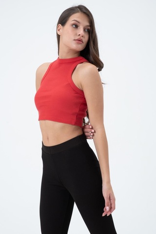 Quhox Kadın Kaşkorse Crop Atlet Kırmızı