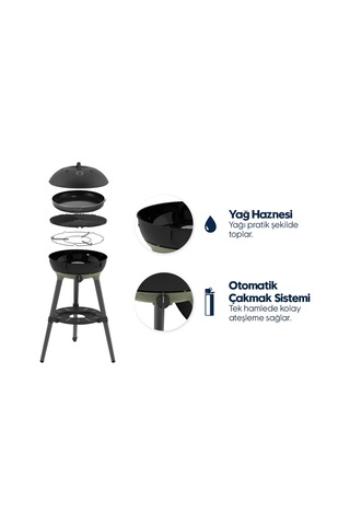 Cadac Carri Chef 40 Gazlı Barbekü - Chef Pan, Çantalı, Taşınabilir Piknik Mangalı, 40 Cm Izgara Alanı Siyah