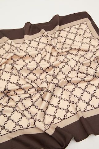 Manuka Desenli Saten Boyun Fuları Monogram-kahverengi Kahverengi