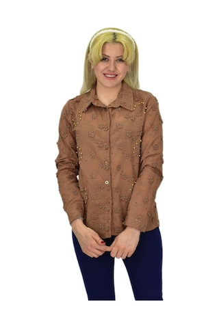 Kadın Brodeli Taşlı Bluz Bgl-st03720 001