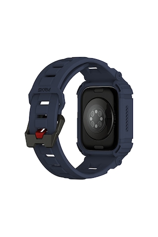 Watch 7 45mm Uyumlu 2in1 Tpu Kasa Koruyuculu Silikon Kordon Skinarma Mecha Lacivert Lacivert