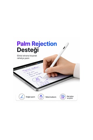 İpad Pro 12.9 2/3/4/5/6 Nesil İle Uyumlu Notepen Gen3 Stylus Kalem Avuç İçi Algılama Eğim Destekli Beyaz