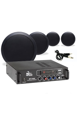 4 Lü Siyah Tavan Hoparlörlü Ses Sistemi Paketi Güçlü Ses Performansı