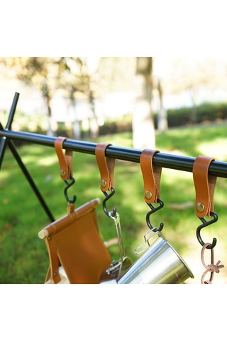 Mufunye Kamp Ve Tırmanma İçin 4'lü Dayanıklı Pu Askı: Hafif, Anti-kırılma Nylon-metal Kanca Açık Kahve Siyah