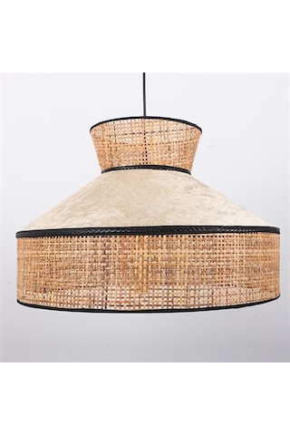 Mylamp Nubu Doğal Hazeranlı & Fildişi Hasır Kadife Kumaş 50x35 Cm Krem