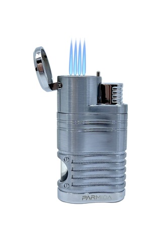 Parmida Premium 4 Torch Jet Alevli Puro Çakmağı Gümüş Gri