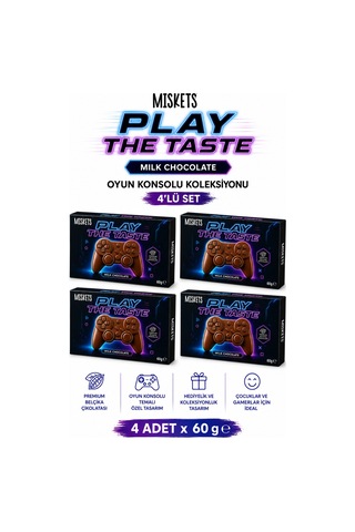 Miskets Play The Taste Gamer Oyun Konsolu Şekilli Sütlü Çikolata 4'lü Set