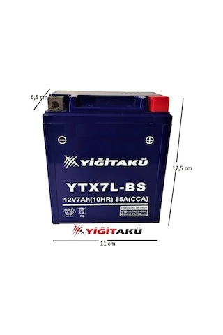 12 V 7 Ah Amper Yiğit Akü Ytx7l Bs Motosiklet Aküsü