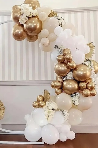 Beysüs Balon Zinciri Seti 67 Parça Soft Renkler Gold Krom Deniz Kumu Mat Beyaz Zincir Ve Balon Bandı Karışık
